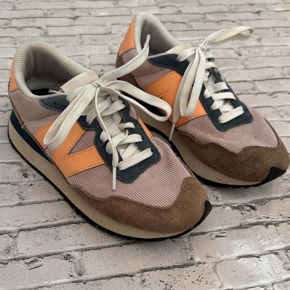 Orange and Brown Sneakers with White Laces